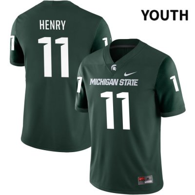 Youth Michigan State Spartans NCAA #11 Tyrell Henry Green NIL 2022 Authentic Nike Stitched College Football Jersey AU32K03CB
